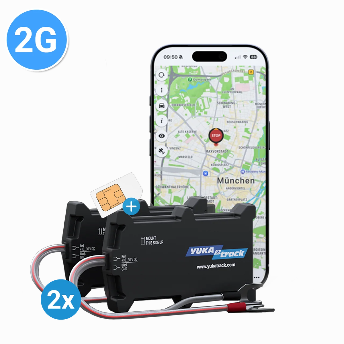 YUKAtrack easyWire 4G GPS tracking throughout Europe incl. SIM card and data flat rate for using the app