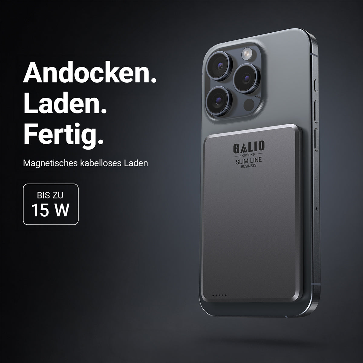 GALIO deluxe SLIM LINE BUSINESS 3-in-1 Smart Magnetic Powerbox mit 5.000 mAh - Grey
