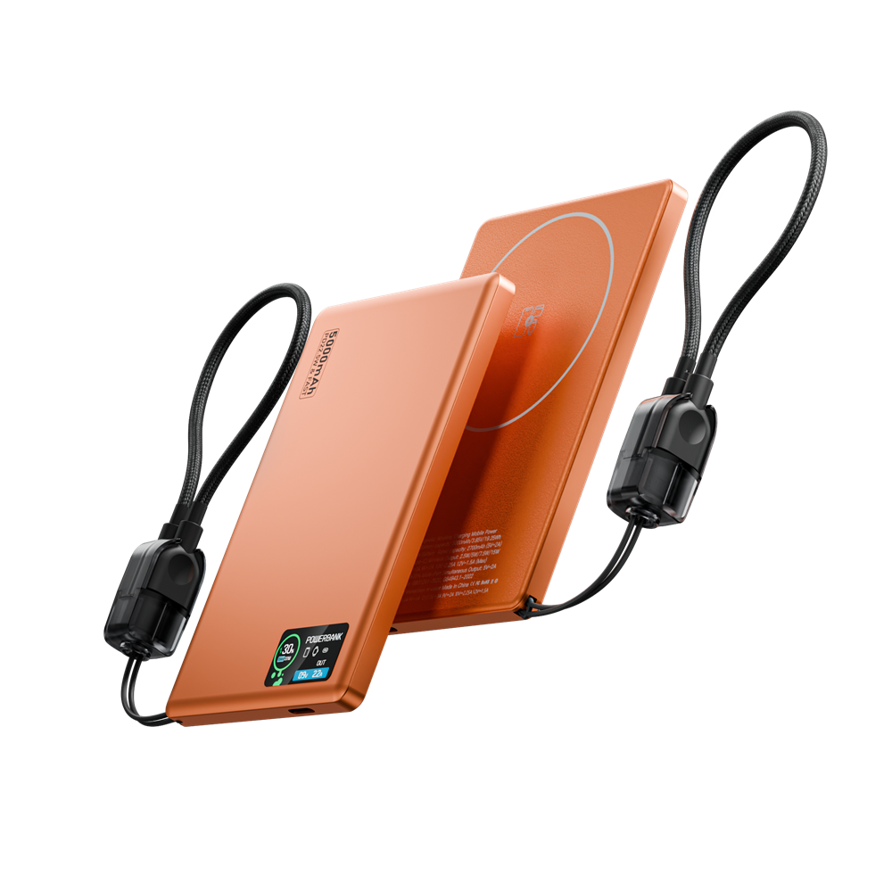 GALIO deluxe SLIM LINE ULTRA 3-in-1 Smart Magnetische Powerbank mit 5.000 mAh - Orange