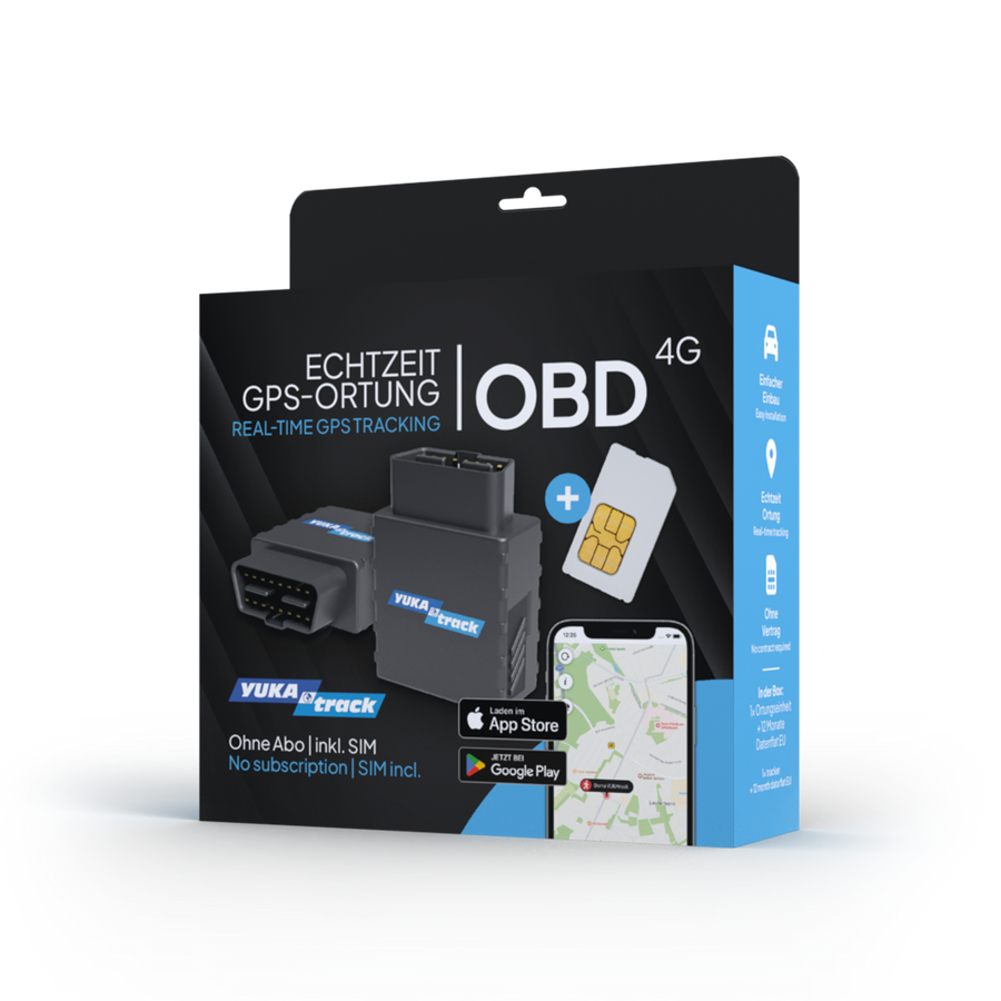 YUKAtrack OBD2 4G GPS Ortung Europaweit inkl. SIM-Karte und Datenflat für die Nutzung der App