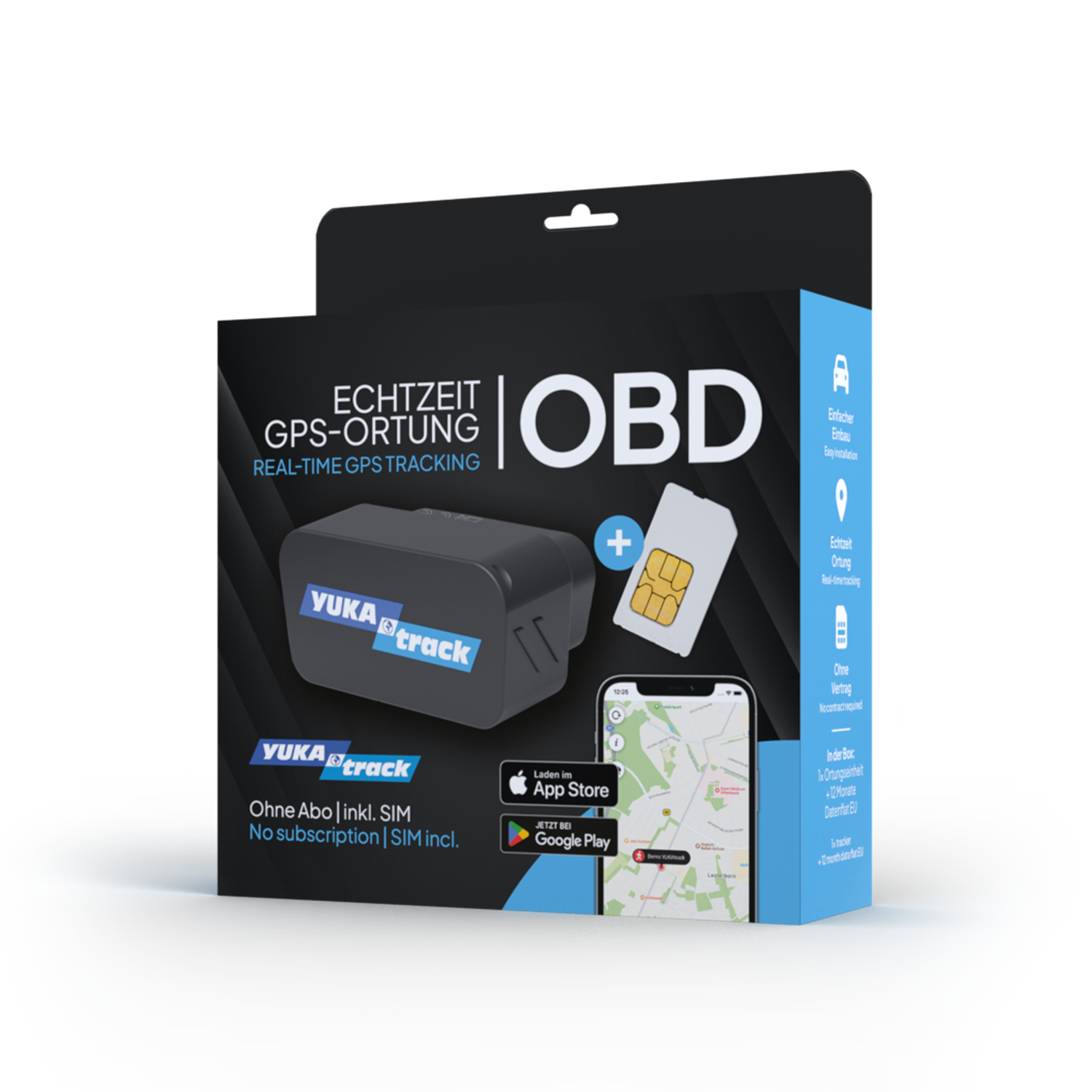 YUKAtrack OBD2 GPS Ortung Europaweit inkl. SIM-Karte und Datenflat für die Nutzung der App