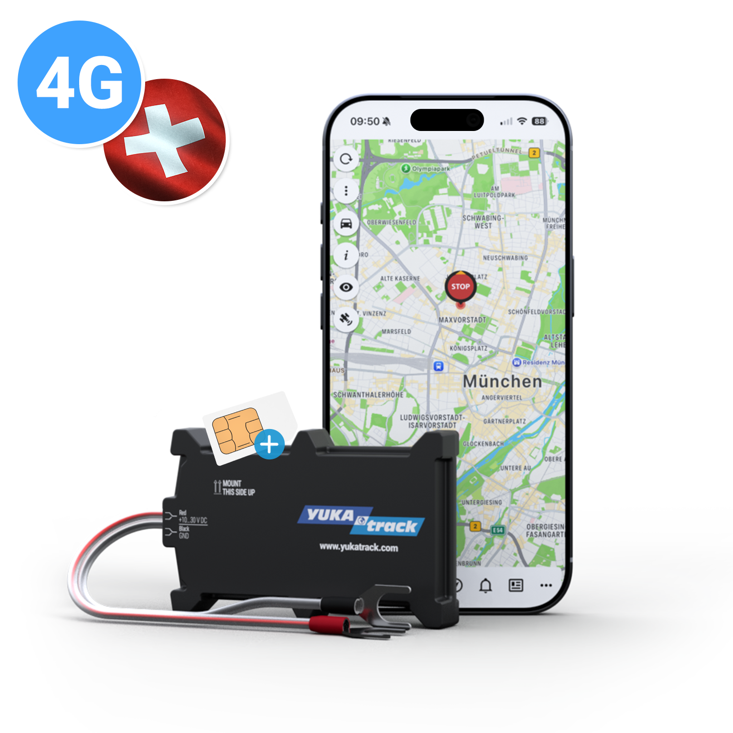 YUKAtrack easyWire 4G GPS Ortung Europaweit inkl. SIM-Karte und Datenflat für die Nutzung der App