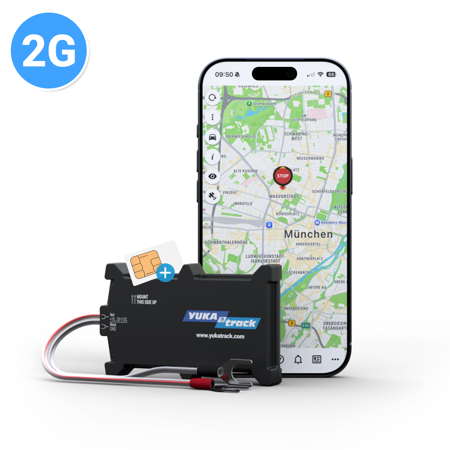 YUKAtrack easyWire GPS Ortung Europaweit inkl. SIM-Karte und Datenflat für die Nutzung der App