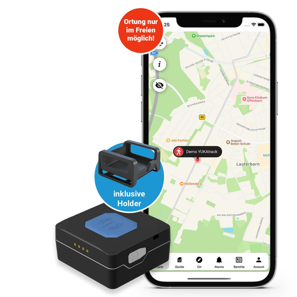 YUKAtrack POCKET GPS Tracker mit Akku - Europaweite Ortung inkl. SIM - Karte und Datenflat 2G GPS Tracker - Yukatrack